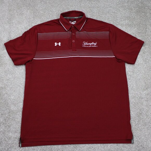 Under Armour Polo Shirt Mens XL Red UA Yuengling Logo Heatgear Loose Fit S/S - Picture 1 of 14